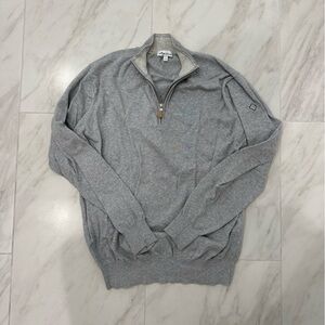 Men’s grey peter millar half zip sweater with Miurfield Logo